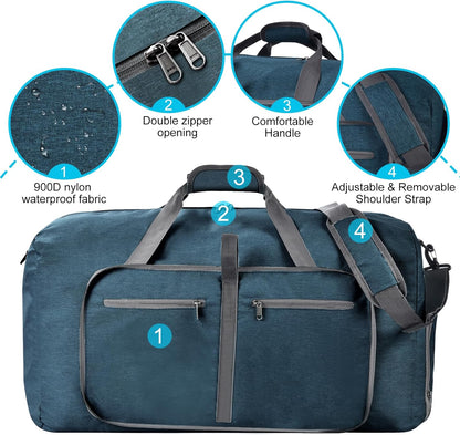Duffle Bag with Shoes Compartment and Adjustable Strap,Foldable Travel Duffel Bags for Men Women,Waterproof Duffel Bags