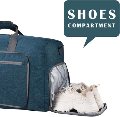 Duffle Bag with Shoes Compartment and Adjustable Strap,Foldable Travel Duffel Bags for Men Women,Waterproof Duffel Bags