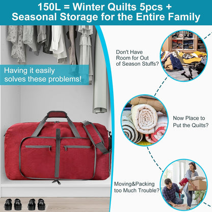 Duffle Bag with Shoes Compartment and Adjustable Strap,Foldable Travel Duffel Bags for Men Women,Waterproof Duffel Bags