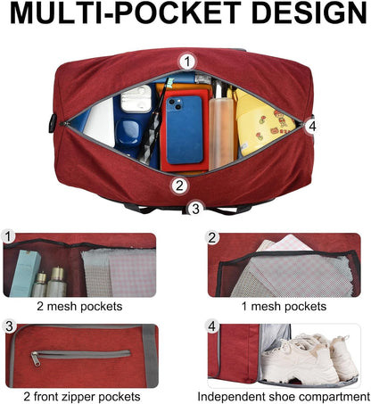 Duffle Bag with Shoes Compartment and Adjustable Strap,Foldable Travel Duffel Bags for Men Women,Waterproof Duffel Bags