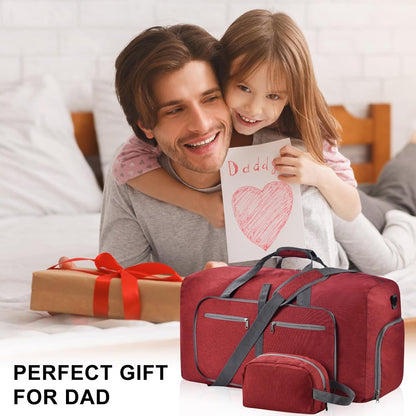 Duffle Bag with Shoes Compartment and Adjustable Strap,Foldable Travel Duffel Bags for Men Women,Waterproof Duffel Bags