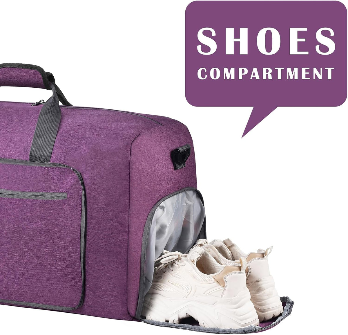 Duffle Bag with Shoes Compartment and Adjustable Strap,Foldable Travel Duffel Bags for Men Women,Waterproof Duffel Bags