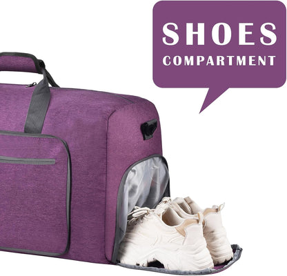 Duffle Bag with Shoes Compartment and Adjustable Strap,Foldable Travel Duffel Bags for Men Women,Waterproof Duffel Bags