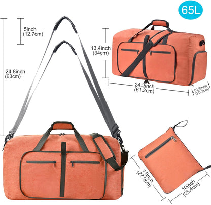 Duffle Bag with Shoes Compartment and Adjustable Strap,Foldable Travel Duffel Bags for Men Women,Waterproof Duffel Bags