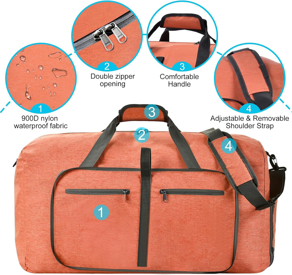 Duffle Bag with Shoes Compartment and Adjustable Strap,Foldable Travel Duffel Bags for Men Women,Waterproof Duffel Bags