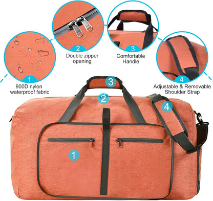 Duffle Bag with Shoes Compartment and Adjustable Strap,Foldable Travel Duffel Bags for Men Women,Waterproof Duffel Bags