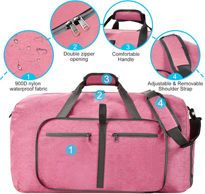 Duffle Bag with Shoes Compartment and Adjustable Strap,Foldable Travel Duffel Bags for Men Women,Waterproof Duffel Bags