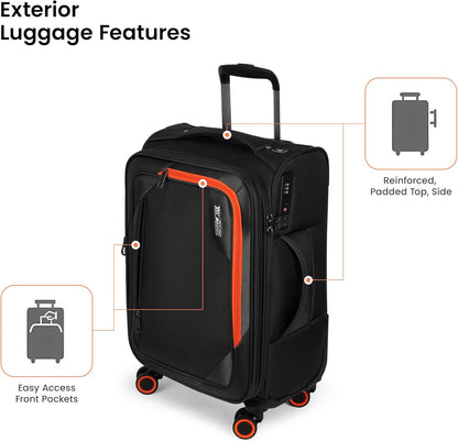 22 inch Carry on Luggage,Softside Suitcase w/TSA LOCK,Expandable 20% Luggage w/Spinner Wheels, Tear-Resistant,Lightweight Rolling Suitcases for Men/Women（Burgundy,22in）