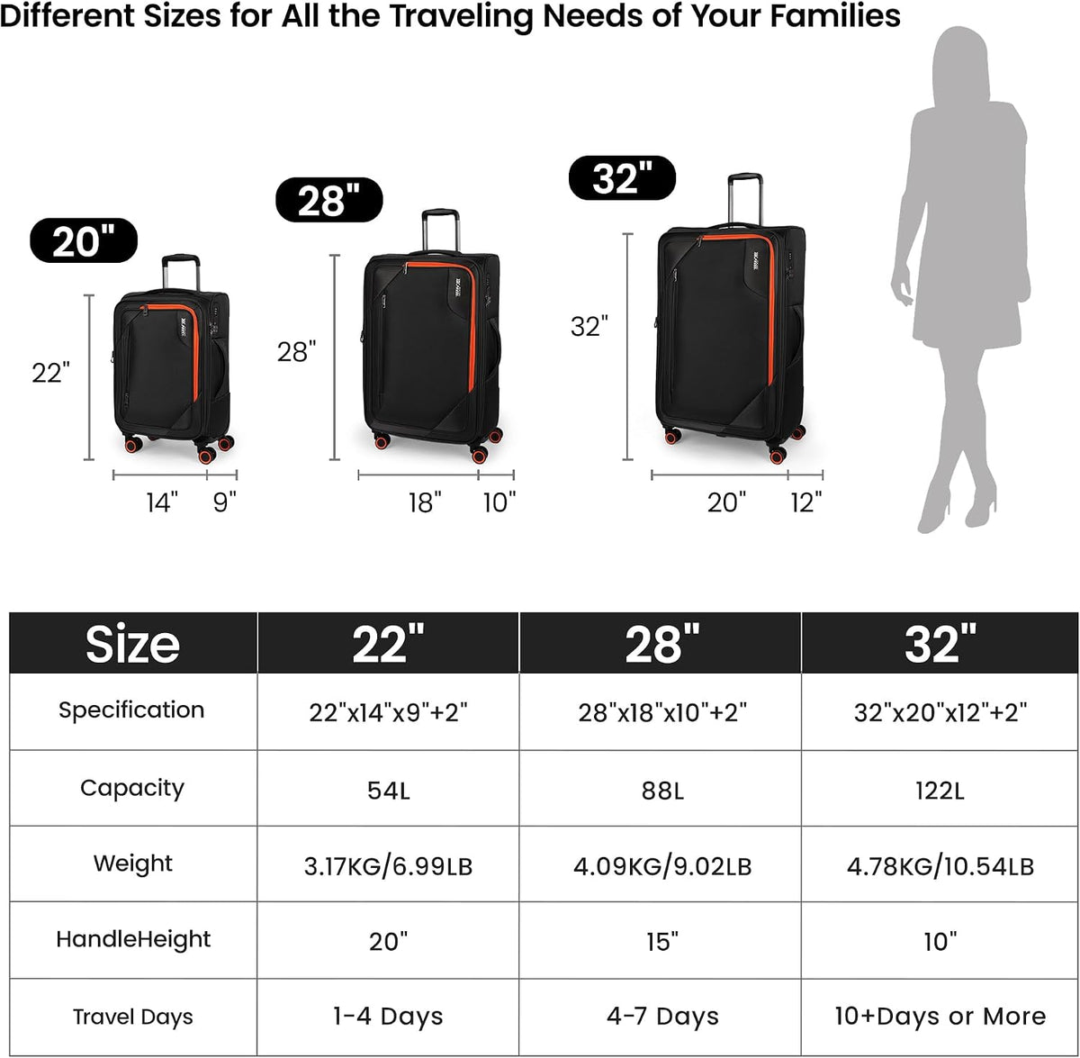 22 inch Carry on Luggage,Softside Suitcase w/TSA LOCK,Expandable 20% Luggage w/Spinner Wheels, Tear-Resistant,Lightweight Rolling Suitcases for Men/Women（Burgundy,22in）