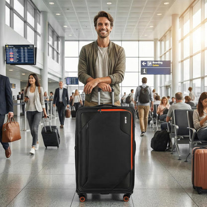 22 inch Carry on Luggage,Softside Suitcase w/TSA LOCK,Expandable 20% Luggage w/Spinner Wheels, Tear-Resistant,Lightweight Rolling Suitcases for Men/Women（Burgundy,22in）