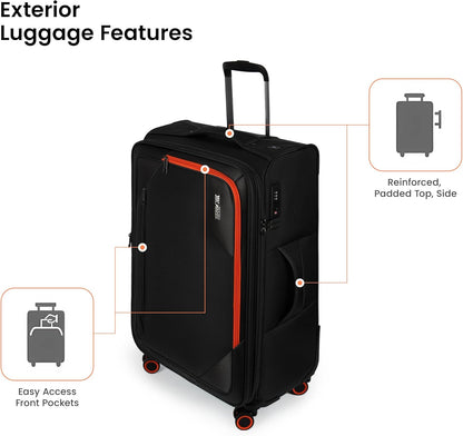 22 inch Carry on Luggage,Softside Suitcase w/TSA LOCK,Expandable 20% Luggage w/Spinner Wheels, Tear-Resistant,Lightweight Rolling Suitcases for Men/Women（Burgundy,22in）
