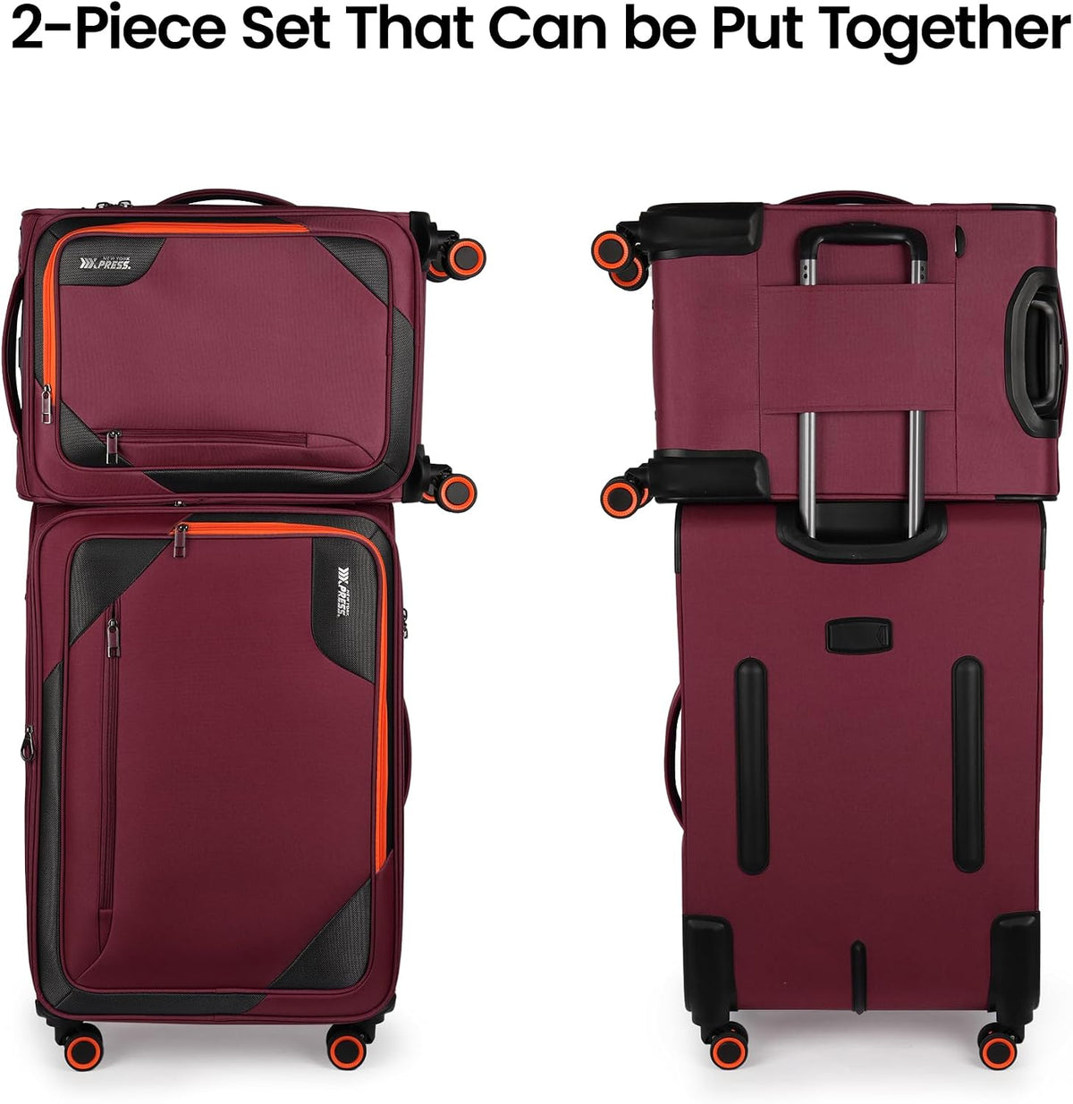 22 inch Carry on Luggage,Softside Suitcase w/TSA LOCK,Expandable 20% Luggage w/Spinner Wheels, Tear-Resistant,Lightweight Rolling Suitcases for Men/Women（Burgundy,22in）