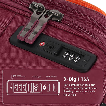 22 inch Carry on Luggage,Softside Suitcase w/TSA LOCK,Expandable 20% Luggage w/Spinner Wheels, Tear-Resistant,Lightweight Rolling Suitcases for Men/Women（Burgundy,22in）
