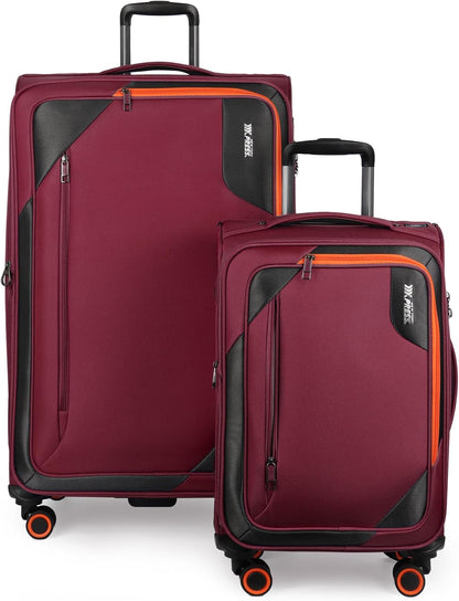 22 inch Carry on Luggage,Softside Suitcase w/TSA LOCK,Expandable 20% Luggage w/Spinner Wheels, Tear-Resistant,Lightweight Rolling Suitcases for Men/Women（Burgundy,22in）