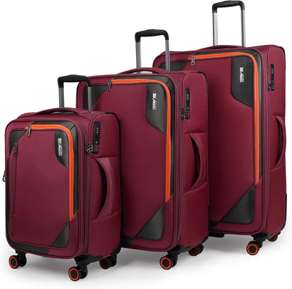 22 inch Carry on Luggage,Softside Suitcase w/TSA LOCK,Expandable 20% Luggage w/Spinner Wheels, Tear-Resistant,Lightweight Rolling Suitcases for Men/Women（Burgundy,22in）