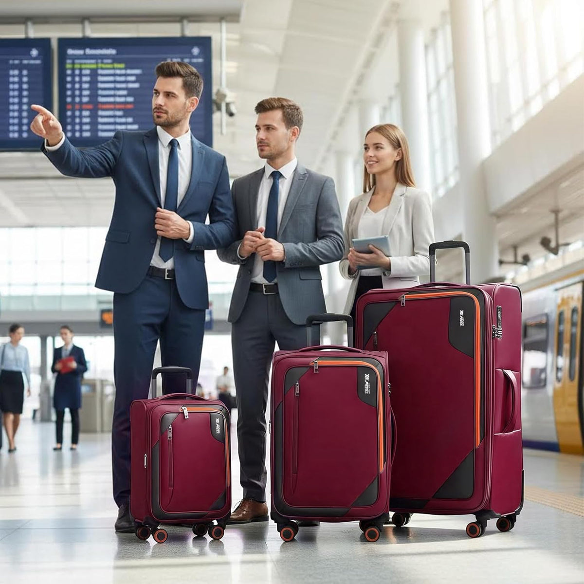 22 inch Carry on Luggage,Softside Suitcase w/TSA LOCK,Expandable 20% Luggage w/Spinner Wheels, Tear-Resistant,Lightweight Rolling Suitcases for Men/Women（Burgundy,22in）