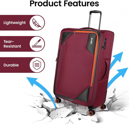 22 inch Carry on Luggage,Softside Suitcase w/TSA LOCK,Expandable 20% Luggage w/Spinner Wheels, Tear-Resistant,Lightweight Rolling Suitcases for Men/Women（Burgundy,22in）