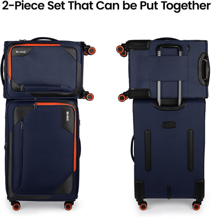22 inch Carry on Luggage,Softside Suitcase w/TSA LOCK,Expandable 20% Luggage w/Spinner Wheels, Tear-Resistant,Lightweight Rolling Suitcases for Men/Women（Burgundy,22in）