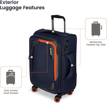 22 inch Carry on Luggage,Softside Suitcase w/TSA LOCK,Expandable 20% Luggage w/Spinner Wheels, Tear-Resistant,Lightweight Rolling Suitcases for Men/Women（Burgundy,22in）