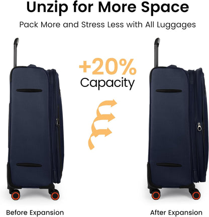 22 inch Carry on Luggage,Softside Suitcase w/TSA LOCK,Expandable 20% Luggage w/Spinner Wheels, Tear-Resistant,Lightweight Rolling Suitcases for Men/Women（Burgundy,22in）
