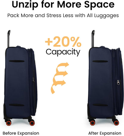 22 inch Carry on Luggage,Softside Suitcase w/TSA LOCK,Expandable 20% Luggage w/Spinner Wheels, Tear-Resistant,Lightweight Rolling Suitcases for Men/Women（Burgundy,22in）