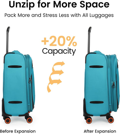 22 inch Carry on Luggage,Softside Suitcase w/TSA LOCK,Expandable 20% Luggage w/Spinner Wheels, Tear-Resistant,Lightweight Rolling Suitcases for Men/Women（Burgundy,22in）