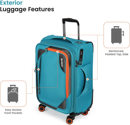 22 inch Carry on Luggage,Softside Suitcase w/TSA LOCK,Expandable 20% Luggage w/Spinner Wheels, Tear-Resistant,Lightweight Rolling Suitcases for Men/Women（Burgundy,22in）