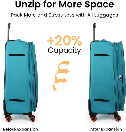 22 inch Carry on Luggage,Softside Suitcase w/TSA LOCK,Expandable 20% Luggage w/Spinner Wheels, Tear-Resistant,Lightweight Rolling Suitcases for Men/Women（Burgundy,22in）