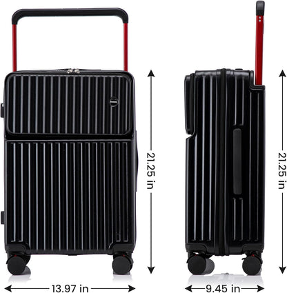 20 Inch Carry On Luggage with Spinner Wheels,PC Hard Shell Suitcase with USB Port,Lightweight Travel Luggage Airline Approved for Men Women, White