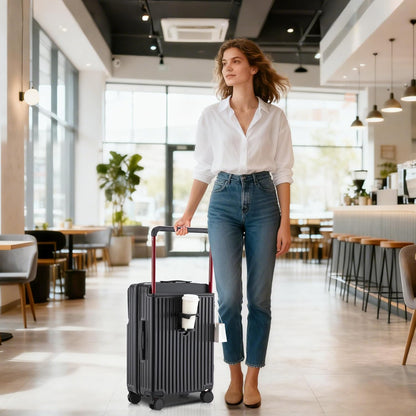 20 Inch Carry On Luggage with Spinner Wheels,PC Hard Shell Suitcase with USB Port,Lightweight Travel Luggage Airline Approved for Men Women, White