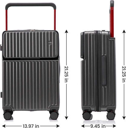 20 Inch Carry On Luggage with Spinner Wheels,PC Hard Shell Suitcase with USB Port,Lightweight Travel Luggage Airline Approved for Men Women, White
