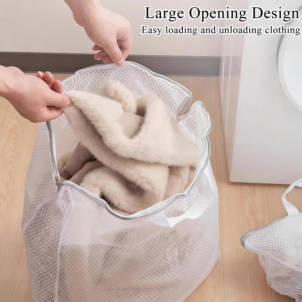 Mesh Laundry Bags for Delicates Reusable Durable Laundry Mesh Wash Bags Large Laundry Travel Bags for College Dorms Apartments Travel Storage Organizer Bag (3Pcs)