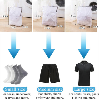 Mesh Laundry Bags for Delicates Reusable Durable Laundry Mesh Wash Bags Large Laundry Travel Bags for College Dorms Apartments Travel Storage Organizer Bag (3Pcs)