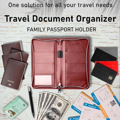 Family 4 Passport Holder - Travel Wallet RFID Blocking, Document Organizer, Essentials Plane Accessory Cover for Women Men (Black)