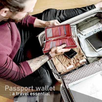 Family 4 Passport Holder - Travel Wallet RFID Blocking, Document Organizer, Essentials Plane Accessory Cover for Women Men (Black)