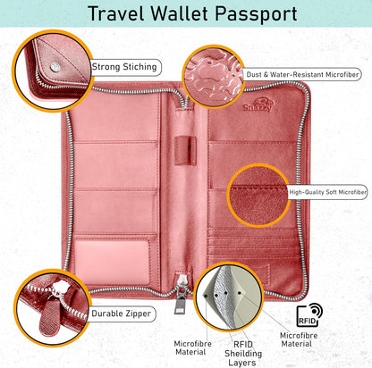 Family 4 Passport Holder - Travel Wallet RFID Blocking, Document Organizer, Essentials Plane Accessory Cover for Women Men (Black)