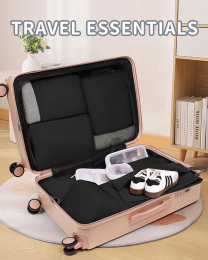 11pc Compression Packing Cubes for Travel, Expandable Suitcase Organizer Bags Set for Carry on Luggage, Essential Travel Accessories for Clothes, Beige