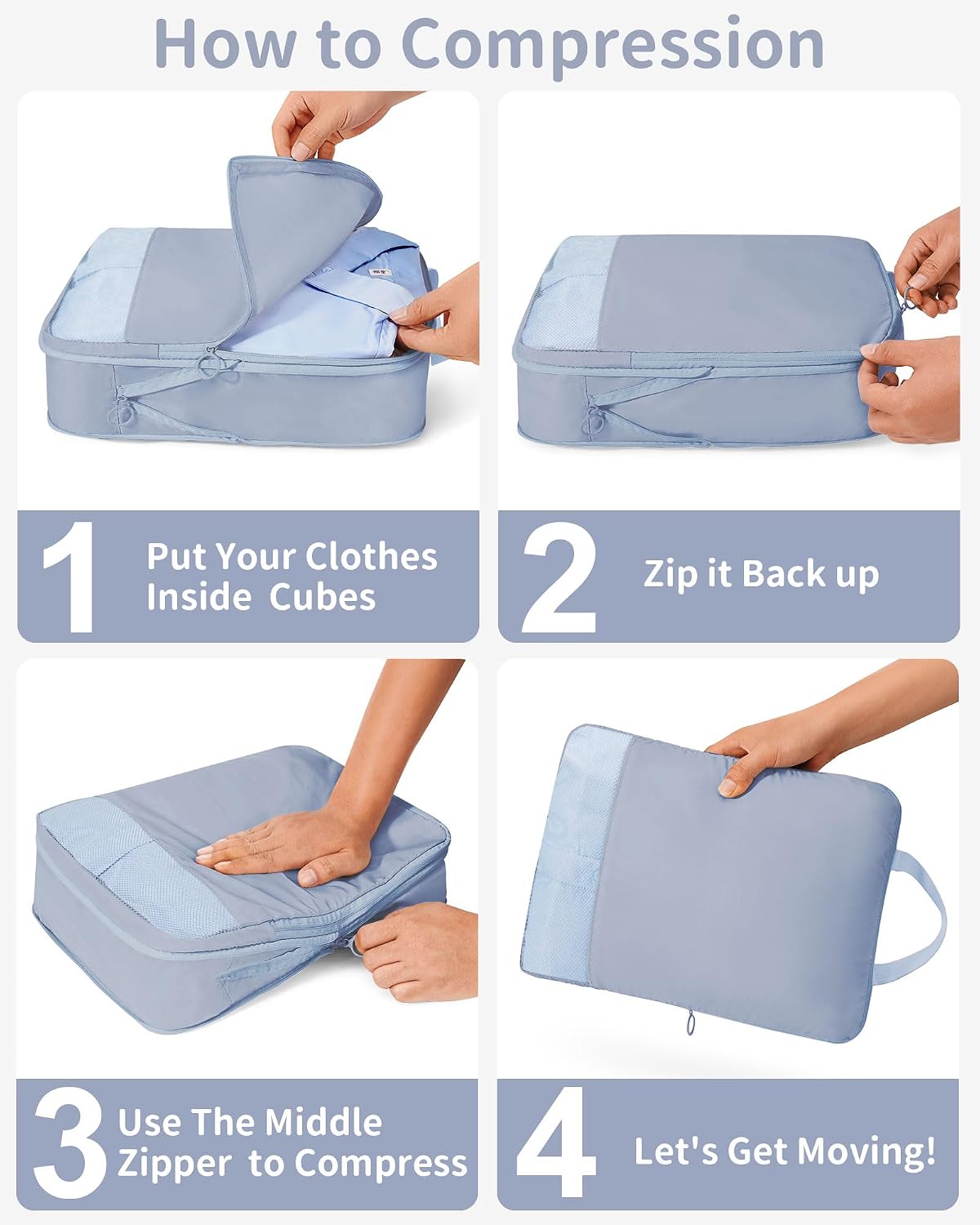11pc Compression Packing Cubes for Travel, Expandable Suitcase Organizer Bags Set for Carry on Luggage, Essential Travel Accessories for Clothes, Beige