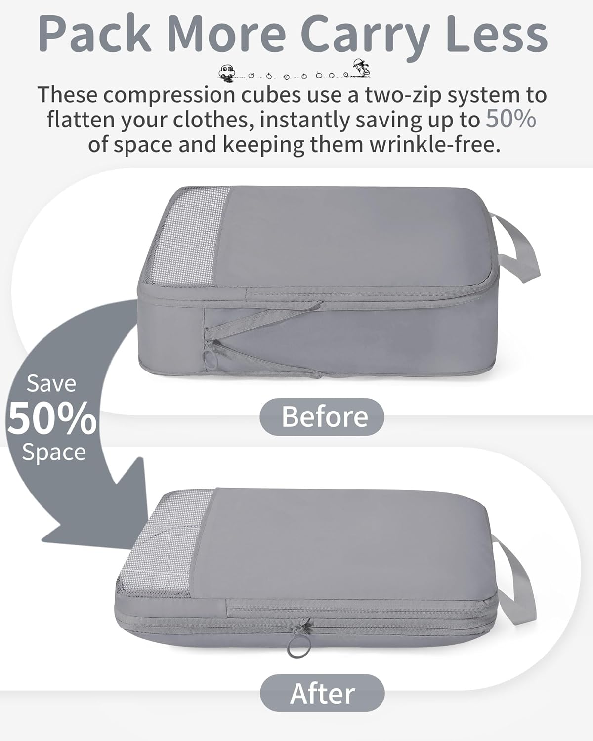 11pc Compression Packing Cubes for Travel, Expandable Suitcase Organizer Bags Set for Carry on Luggage, Essential Travel Accessories for Clothes, Beige