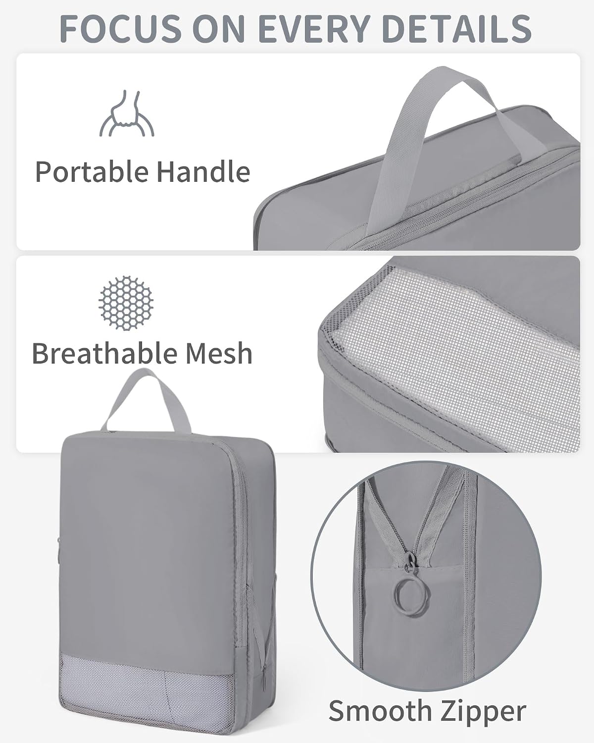 11pc Compression Packing Cubes for Travel, Expandable Suitcase Organizer Bags Set for Carry on Luggage, Essential Travel Accessories for Clothes, Beige