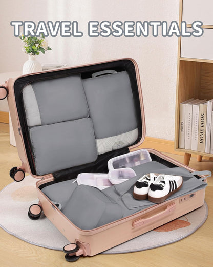11pc Compression Packing Cubes for Travel, Expandable Suitcase Organizer Bags Set for Carry on Luggage, Essential Travel Accessories for Clothes, Beige