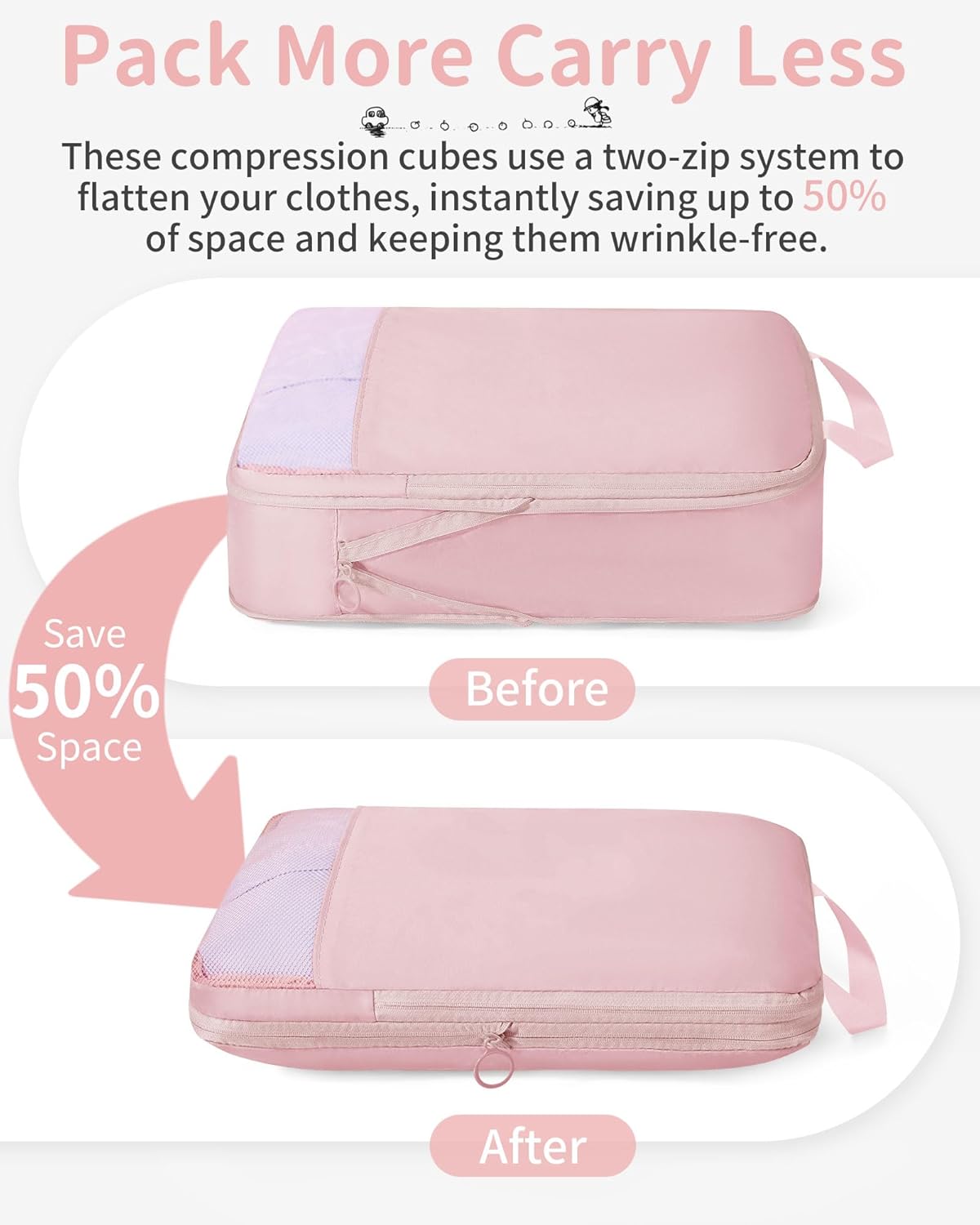 11pc Compression Packing Cubes for Travel, Expandable Suitcase Organizer Bags Set for Carry on Luggage, Essential Travel Accessories for Clothes, Beige