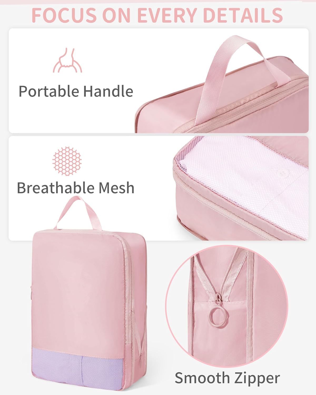 11pc Compression Packing Cubes for Travel, Expandable Suitcase Organizer Bags Set for Carry on Luggage, Essential Travel Accessories for Clothes, Beige