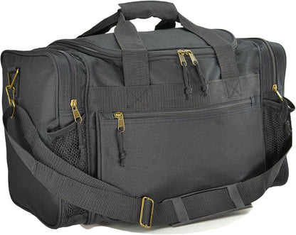 17" Duffle Bag Dual Front Mesh Pockets (Black Gold Gray Dark Green Navy Blue Maroon Royal Blue Orange Pink Purple Red White