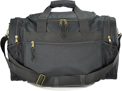 17" Duffle Bag Dual Front Mesh Pockets (Black Gold Gray Dark Green Navy Blue Maroon Royal Blue Orange Pink Purple Red White