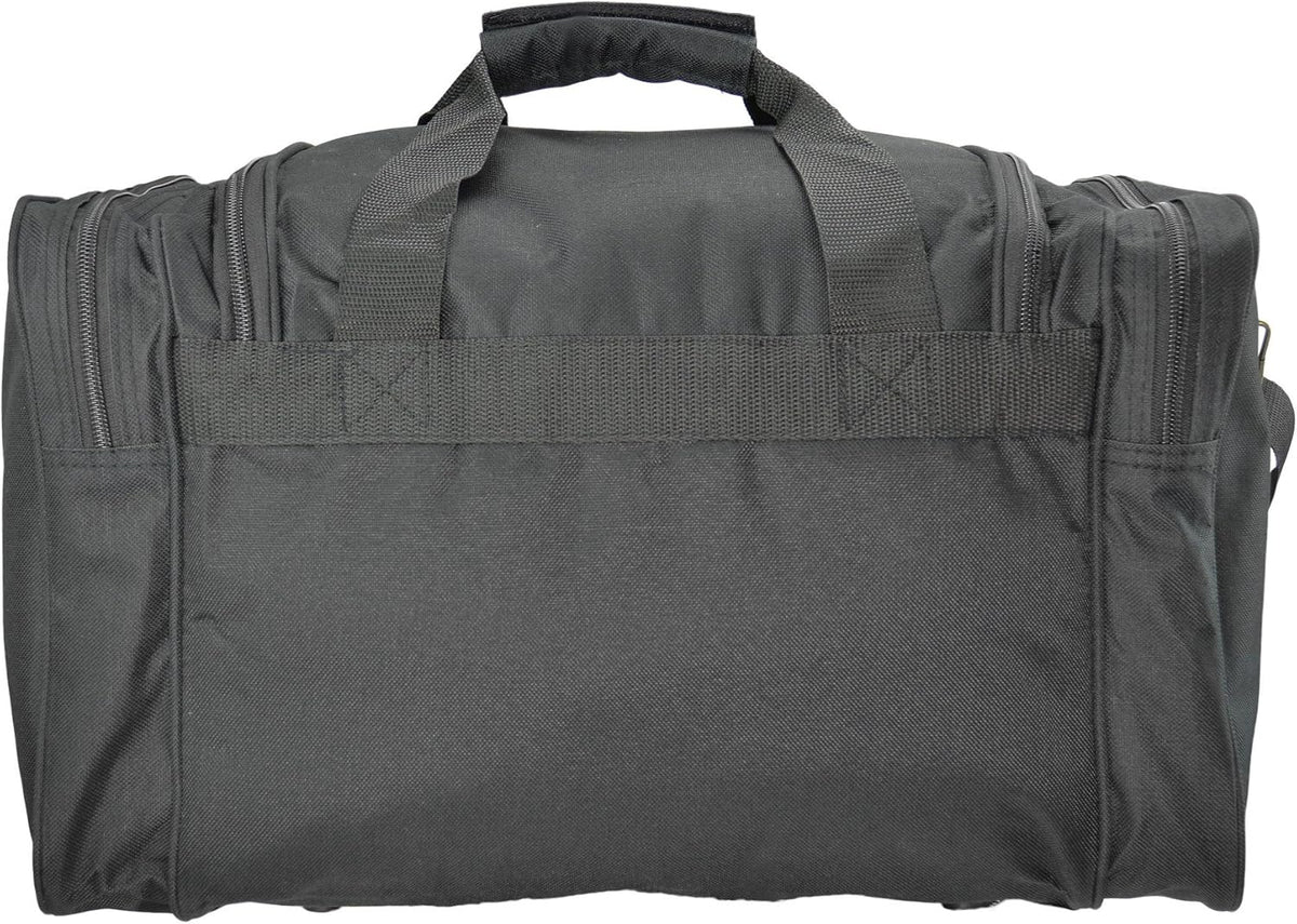 17" Duffle Bag Dual Front Mesh Pockets (Black Gold Gray Dark Green Navy Blue Maroon Royal Blue Orange Pink Purple Red White