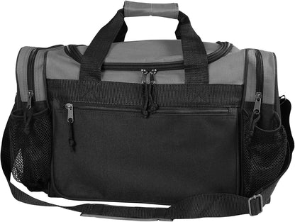 17" Duffle Bag Dual Front Mesh Pockets (Black Gold Gray Dark Green Navy Blue Maroon Royal Blue Orange Pink Purple Red White
