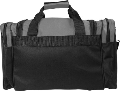 17" Duffle Bag Dual Front Mesh Pockets (Black Gold Gray Dark Green Navy Blue Maroon Royal Blue Orange Pink Purple Red White