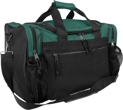 17" Duffle Bag Dual Front Mesh Pockets (Black Gold Gray Dark Green Navy Blue Maroon Royal Blue Orange Pink Purple Red White