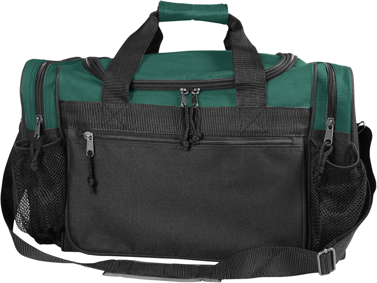 17" Duffle Bag Dual Front Mesh Pockets (Black Gold Gray Dark Green Navy Blue Maroon Royal Blue Orange Pink Purple Red White
